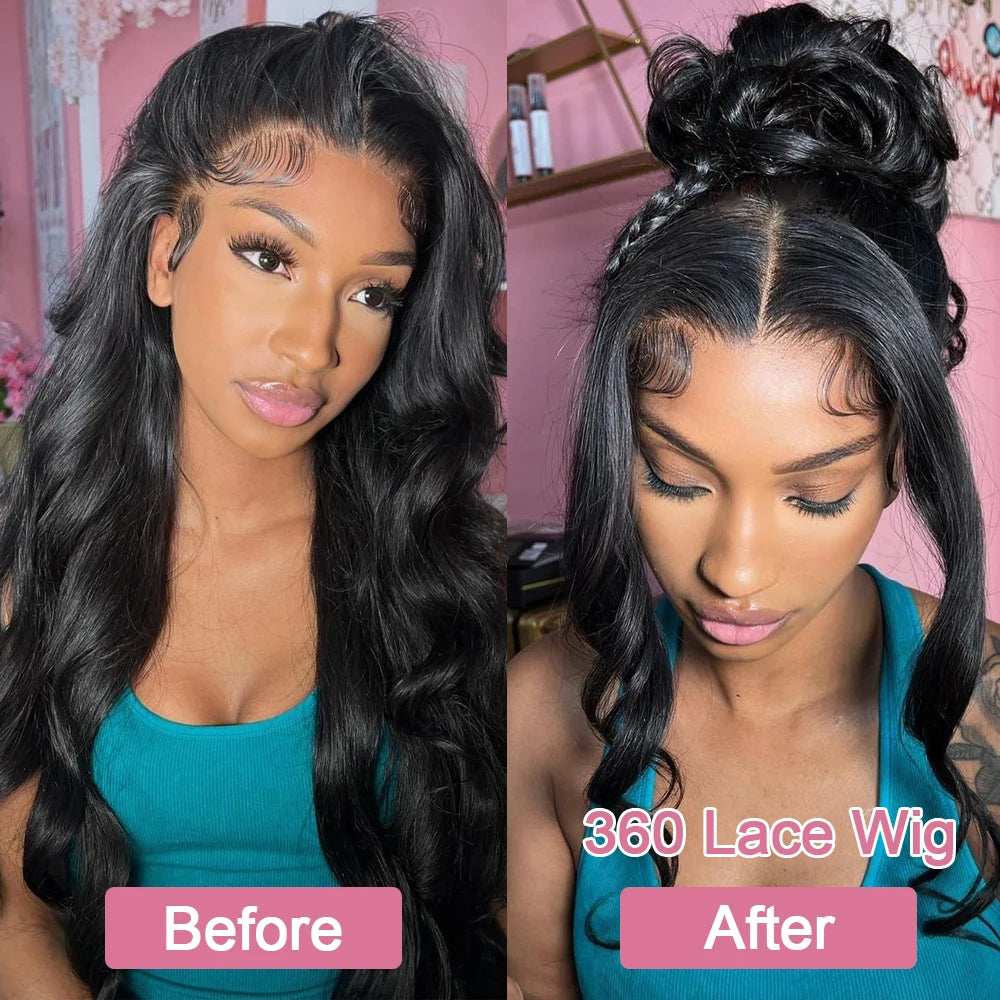 40 Inch Body Wave 360 Full HD Lace Frontal Wigs 100% Human Hair Preplucked Brazilian 250 Density 13x6 Lace Front Human Hair Wig