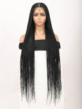 Synthetic Long Full Lace Knotless Box Braided Wigs for Black Women Twisted Braids Lace Frontal Black Cornrow Wig with Baby Hair