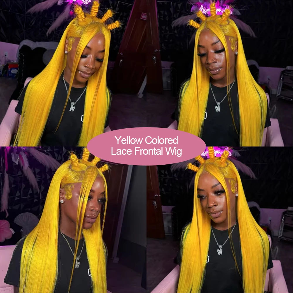 220 Density Light Yellow Straight 13x6 HD Lace Frontal Wigs 100% Human Hair Brazilian 613 Golden Colored Remy Wig Pre Plucked 40