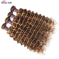 P4/27 Highlight Deep Wave Bundles Ombre Brown Curly Human Hair Bundle 1/3/4 PCS Brazilian Remy Virgin 100% Human Hair Extensions