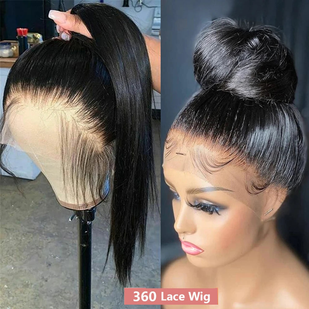 40 46Inch Bone Straight Lace Front Wigs Human Hair 13x6 360 Hd Lace Frontal Wig Brazilian Hair PrePlucked For Women 300% Density
