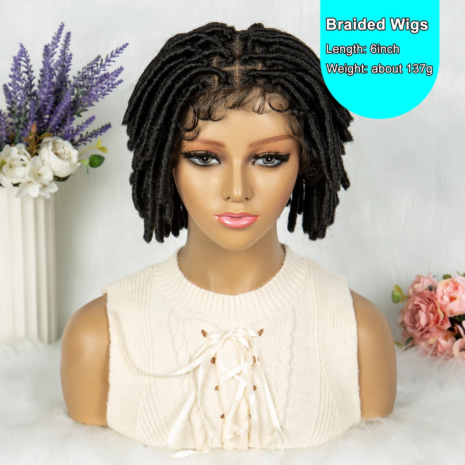 Synthetic Dreadlock Faux Locs wig Knotless Box Braided Wig Lace Front Braided Wig Full Lace African Braiding Hair For Man Women
