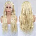 28Inch Pink Highlight Box Braided Wigs for Women Knotless Goddess Box Braid Lace Front Wig Colored Crochet Braid Synthetic Wig