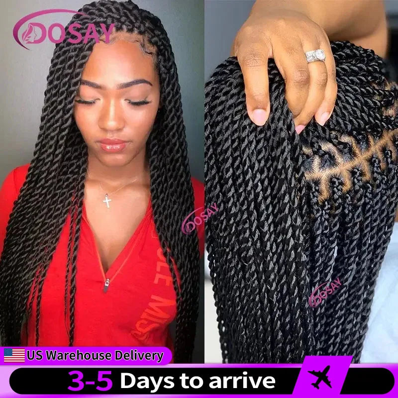 Twist Braided Wigs Box Braided Lace Front Wig For Black Women Synthetic Full Lace Frontal Wig Faux Locs Wig Goddess Braids Wigs