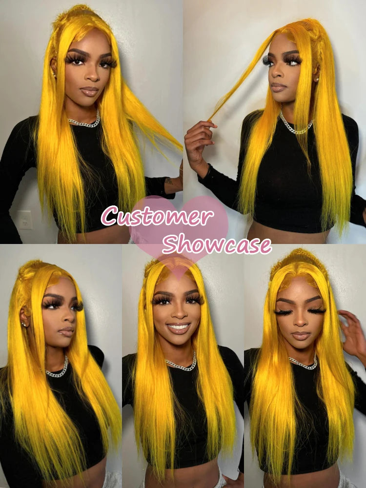 220 Density Light Yellow Straight 13x6 HD Lace Frontal Wigs 100% Human Hair Brazilian 613 Golden Colored Remy Wig Pre Plucked 40