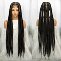 Synthetic Transparent Full Lace Braided Wigs Knotless Box Braids Wig for Black Women 34 inches Synthetic Hair Wig Long Black