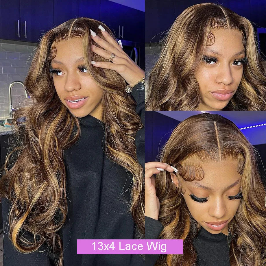 Body Wave Highlight Wigs Human Hair 13x4 13x6 Lace Frontal Wig Brazilian Colored Human Hair Wigs For Women Loose Deep Wave Sale