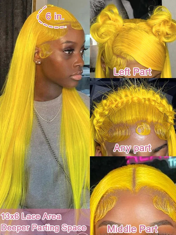 220 Density Light Yellow Straight 13x6 HD Lace Frontal Wigs 100% Human Hair Brazilian 613 Golden Colored Remy Wig Pre Plucked 40