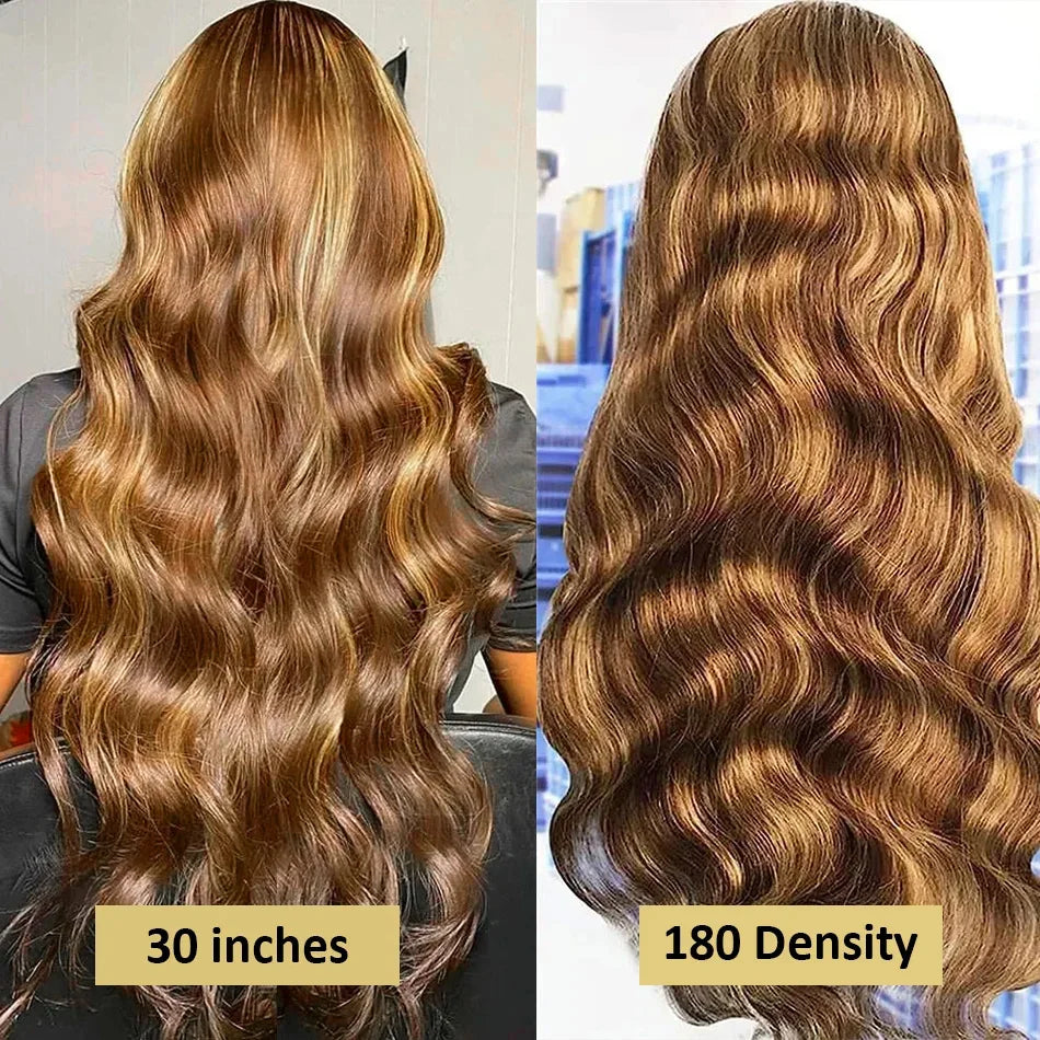Highlight Wig 13x6 Hd Lace Frontal Wig Honey Blonde Body Wave Lace Front Human Hair Wigs For Women 30 inch 360 HD Full Lace Wig