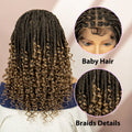 16 Inches Short Box Braided Full Lace Wigs for Black Women Brown Box Braiding Hair Wigs African Braids Lace Wigs Curly Ends Wig