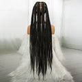Synthetic Transparent Full Lace Braided Wigs Knotless Box Braids Wig for Black Women 34 inches Synthetic Hair Wig Long Black
