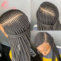 Burgundy Full Lace Braided Wigs for Black Women Synthetic Knotless Cornrow Braided Wigs Godness Side Part Wig Box Braids Wig