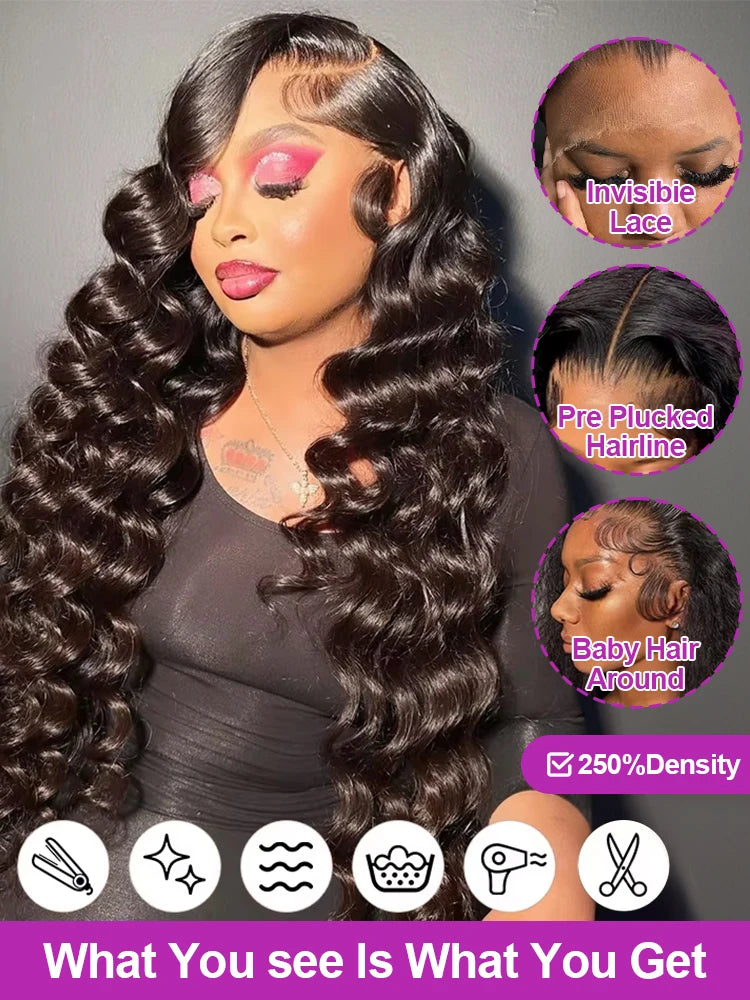 Lace Frontal Wig Brazilian Loose Deep Wave Pre-plucked