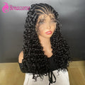 13x6 Lace Braided Synthetic Wig Deep Wave Transparent Lace Frontal With Baby Hair Kinky Curly For Black Women High Quality Wig