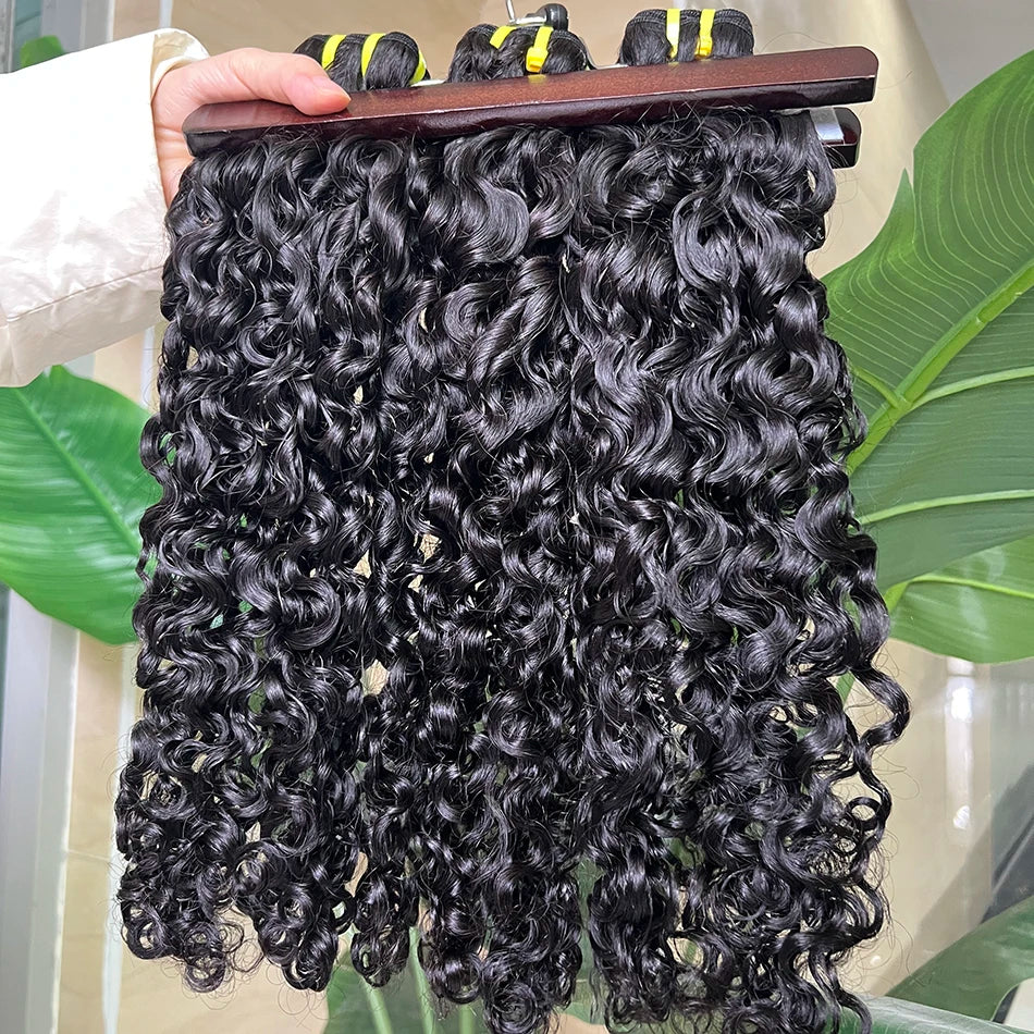 SWANEE Burmese Curly Human Hair Bundles Raw Hair Bundles 12A Curly Human Virgin Hair Weaving For Women Natural Black Color