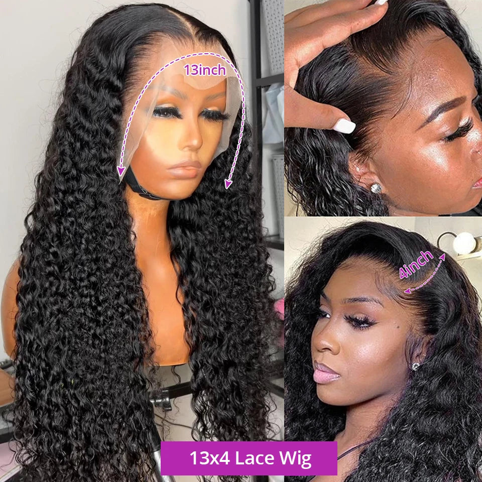 40 46 Inch Deep Wave 13x6 13x4 Hd Lace Front Human Hair Wig 250 Density Water Curly 360 Lace Frontal Wigs Human Hair For Women