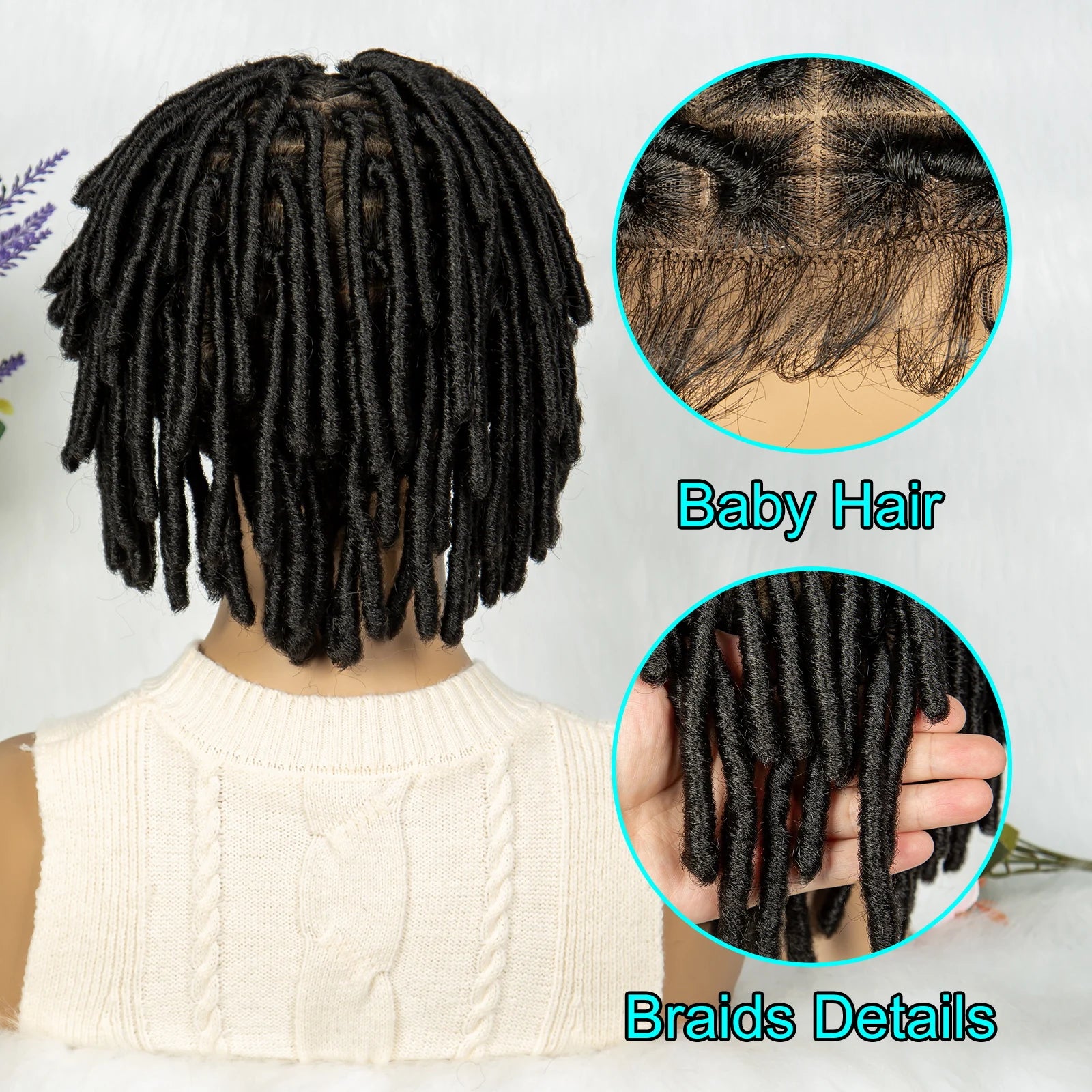 Synthetic Dreadlock Faux Locs wig Knotless Box Braided Wig Lace Front Braided Wig Full Lace African Braiding Hair For Man Women