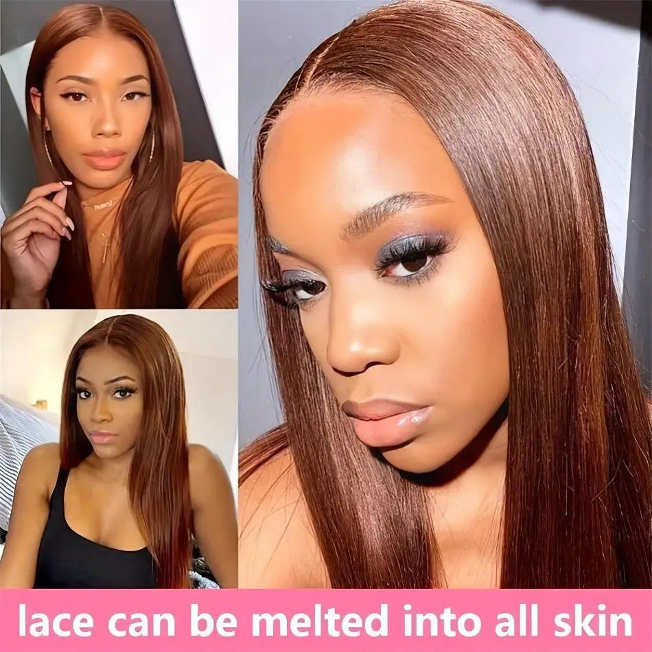 Chocolate Brown Lace Front Wigs Human Hair For Women 13X4 13X6 Hd Bone Straight Lace Frontal Transparent Wig For Woman 30 Inch