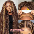 4/27 Ombre Curly Highlight Wig Human Hair Preplucked 7x5 Lace Closure Glueless Wigs Human Hair Deep Wave Ready To Wear For Women