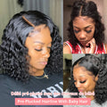 250 Density Water Curly Short Bob Wig Glueless Human Hair Brazilian Deep Wave 13x4 13x6 HD Lace Frontal Human Hair Wig For Women
