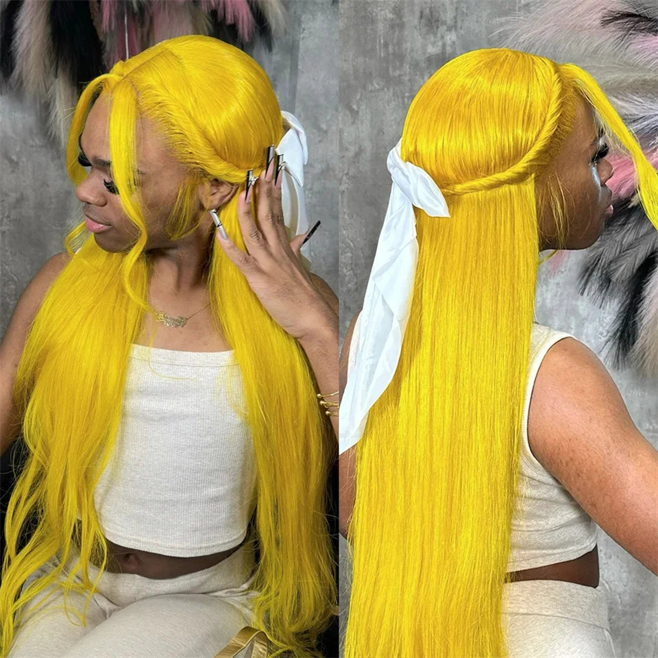 220 Density Light Yellow Straight 13x6 HD Lace Frontal Wigs 100% Human Hair Brazilian 613 Golden Colored Remy Wig Pre Plucked 40