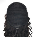 Deep Wave Drawstring Ponytail Human Hair Ponytails #1B Natural Black Curly Clip In Hair Extensions For Daily Cosplay 1 Pieces