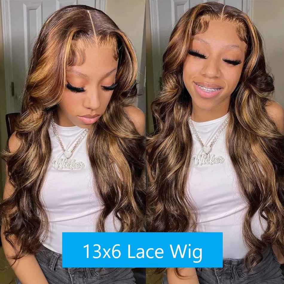 4/27 Body Wave Lace Front Wigs 13x4 Highlight Ombre Human Hair Honey Blonde Pre Plucked 13x6 HD Transparent Lace Glueless Wigs