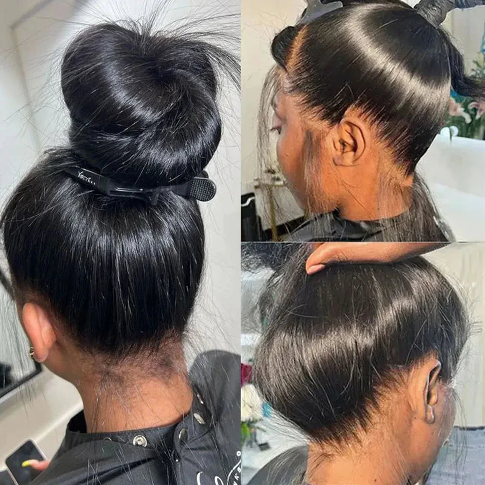 250 Density Straight Lace Frontal Wig Invisible Strap 360 HD Full Lace Glueless Wig Bone Straight Lace Front Human Hair Wig