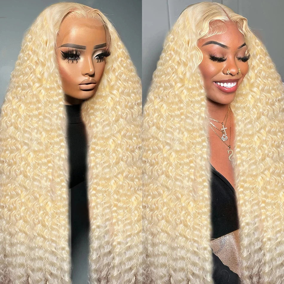 613 13x6 HD Lace Frontal Wig Human Hair Blonde 13x4 Lace Front Curly Wigs Deep Wave 30 inch Wigs for Women Choice