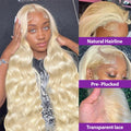 Finros Body Wave 13x6 HD Transparent 613 Lace Frontal Human Hair Wig Honey Blonde Color Brazilian 13x4 Lace Front Wig for Women