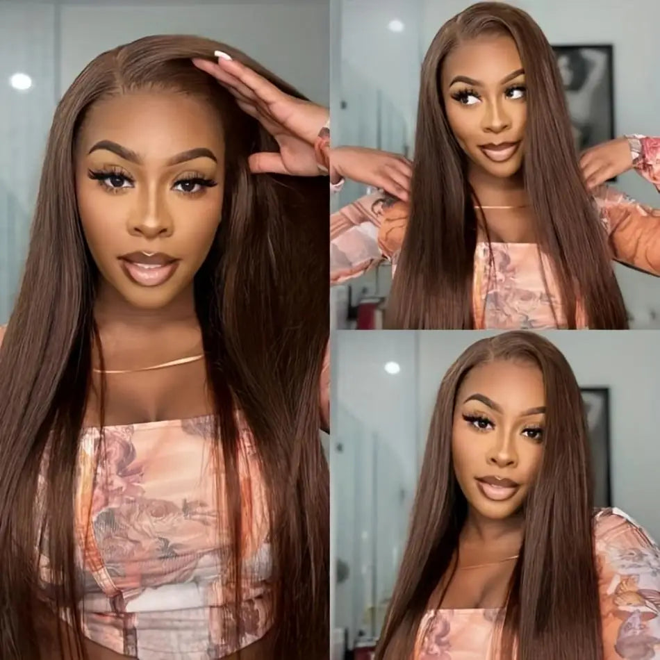 Chocolate Brown Lace Front Wigs Human Hair For Women 13X4 13X6 Hd Bone Straight Lace Frontal Transparent Wig For Woman 30 Inch