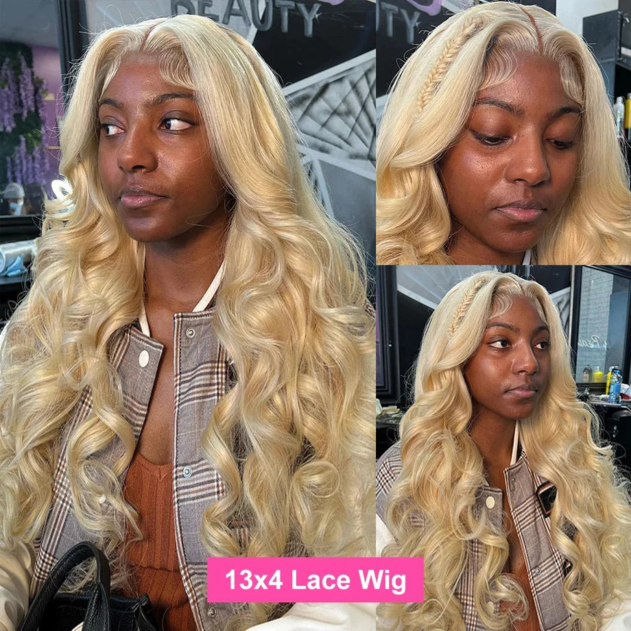 Finros Body Wave 13x6 HD Transparent 613 Lace Frontal Human Hair Wig Honey Blonde Color Brazilian 13x4 Lace Front Wig for Women