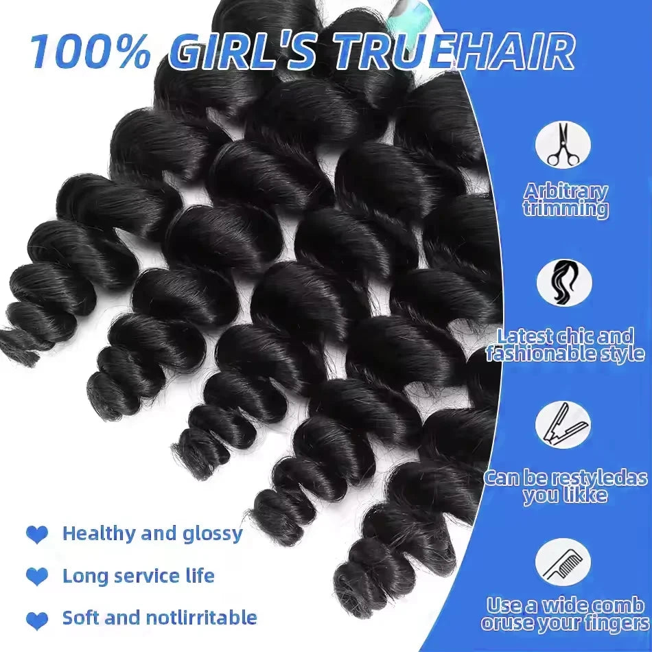 14A Loose Wave Bundles Human Hair 28 30 32 34 Inch Brazilian Hair 1/4/5/6 Bundles 100% Human Hair Raw Hair Bundles Extensions