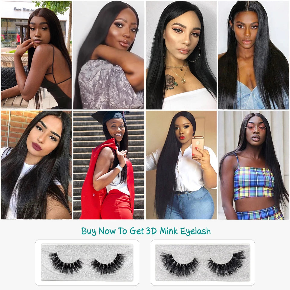 Natural Color Brazilian Human Hair Straight Bundles 10-40 Inches 1/3/4 Bundle Remy Human Hair Extensions Double Weft Braiding