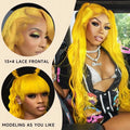 32 Inch Yellow Lace Front Wig Human Hair 13x6 Raw Body Wave Transparent Lace 13x6 Wig 613 Colored Virgin Hair Wigs For Women