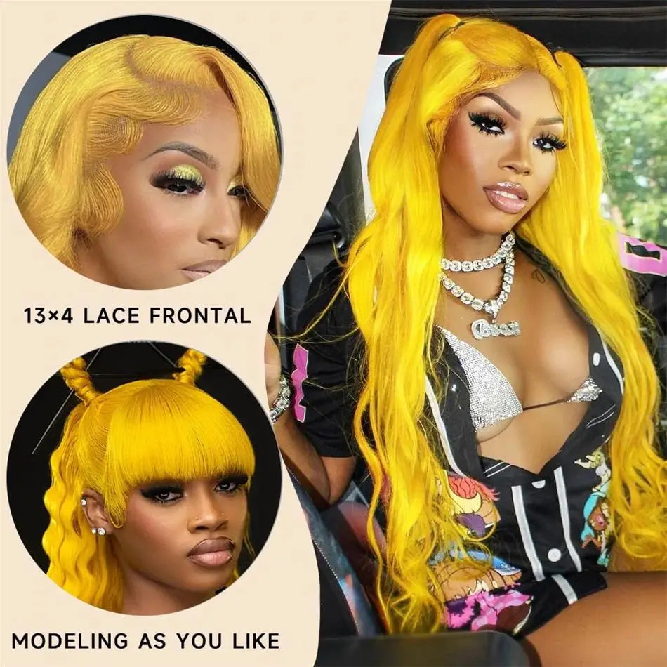 32 Inch Yellow Lace Front Wig Human Hair 13x6 Raw Body Wave Transparent Lace 13x6 Wig 613 Colored Virgin Hair Wigs For Women