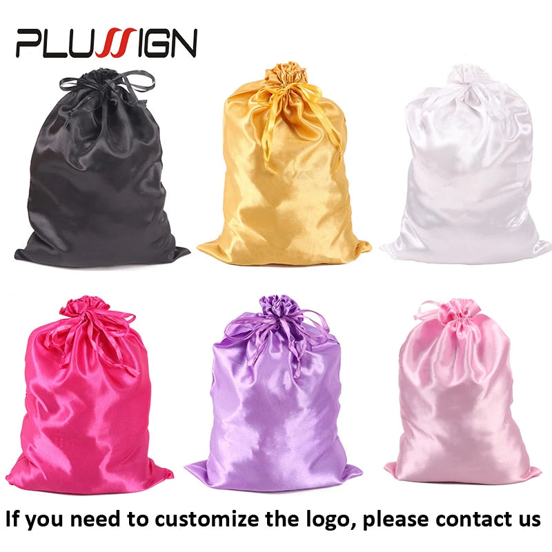 Satin Storage Bags 25*35cm wig storage Satin Wig Bags Black Pink Soft Silk Wig Bag For Hair Wig Packaging Tools