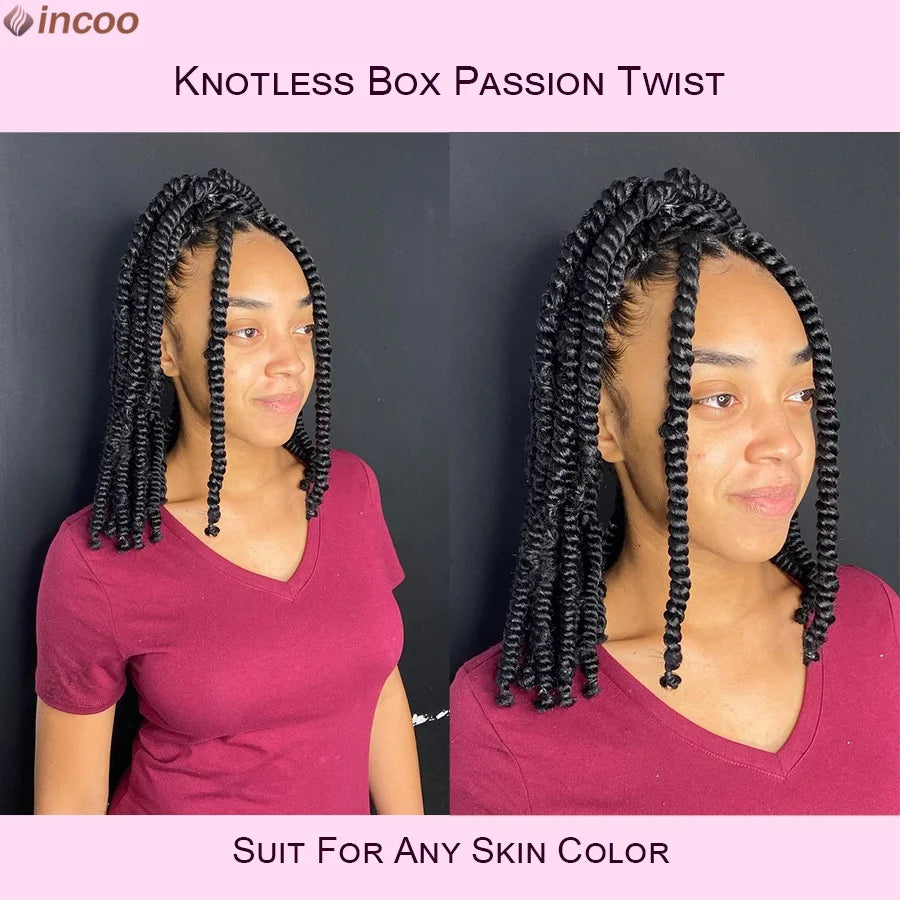 Short Spring Twist Braids Wig Synthetic Full Lace Front Passion Twists Wigs Curly Ends Knotless Box Twist Braiding Wig For Women