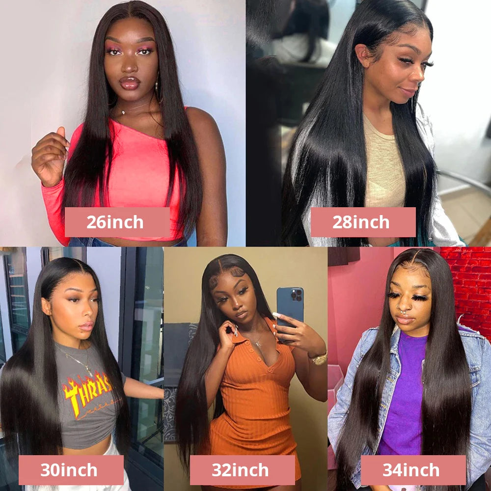 40 46Inch Bone Straight Lace Front Wigs Human Hair 13x6 360 Hd Lace Frontal Wig Brazilian Hair PrePlucked For Women 300% Density