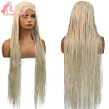 Burgundy Full Lace Braided Wigs for Black Women Synthetic Knotless Cornrow Braided Wigs Godness Side Part Wig Box Braids Wig