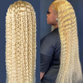 613 13x6 HD Lace Frontal Wig Human Hair Blonde 13x4 Lace Front Curly Wigs Deep Wave 30 inch Wigs for Women Choice