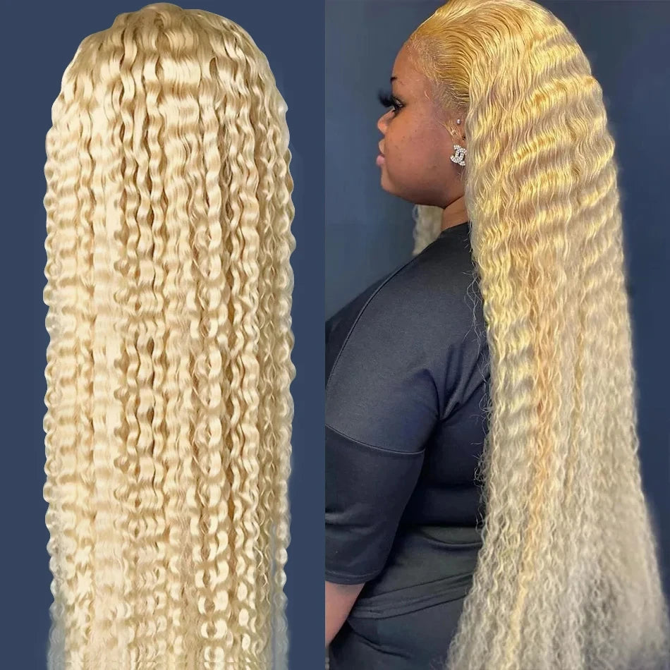 613 13x6 HD Lace Frontal Wig Human Hair Blonde 13x4 Lace Front Curly Wigs Deep Wave 30 inch Wigs for Women Choice