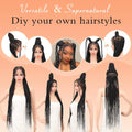 Synthetic Long Full Lace Knotless Box Braided Wigs for Black Women Twisted Braids Lace Frontal Black Cornrow Wig with Baby Hair
