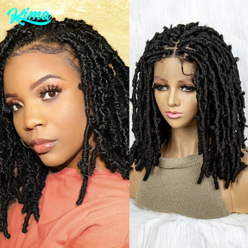 Synthetic Lace Front Wig Braided Wigs Dreadlock Wig 16 inches Short Knotless Butterfly Locs Wigs for Black Women Synthetic Wig