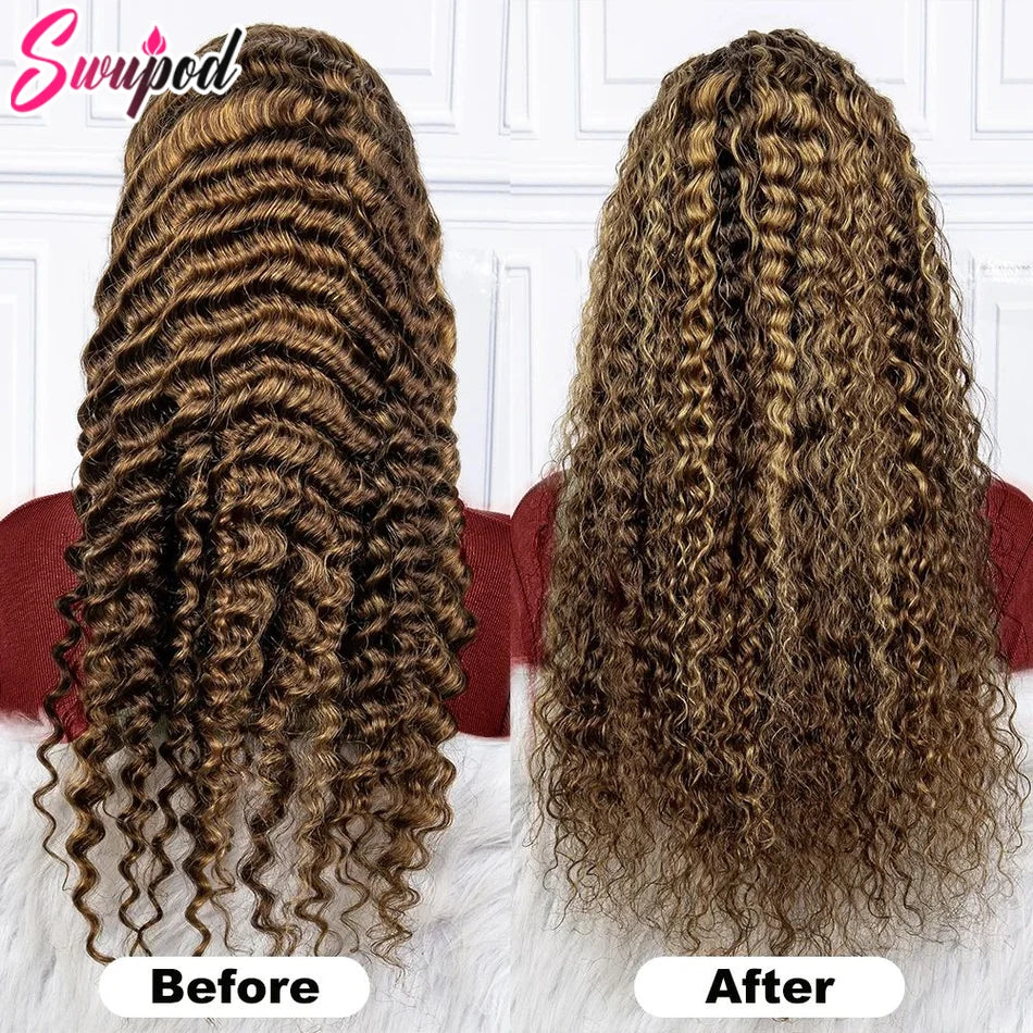 Highlight Deep Wave Wigs 100%Human Hair Wig 13x6/13X4 HD Lace Frontal Wig Honey Blonde 13x4 Lace Front Human Hair Wigs For Women