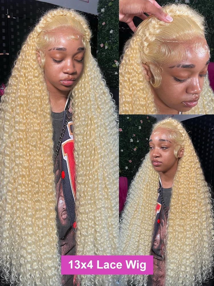 613 Loose Deep Wave Honey Blonde Human Hair Wigs 13x4 HD Lace Front Wigs Curly 13x6 Lace Frontal Wigs Color PrePlucked Women Wig