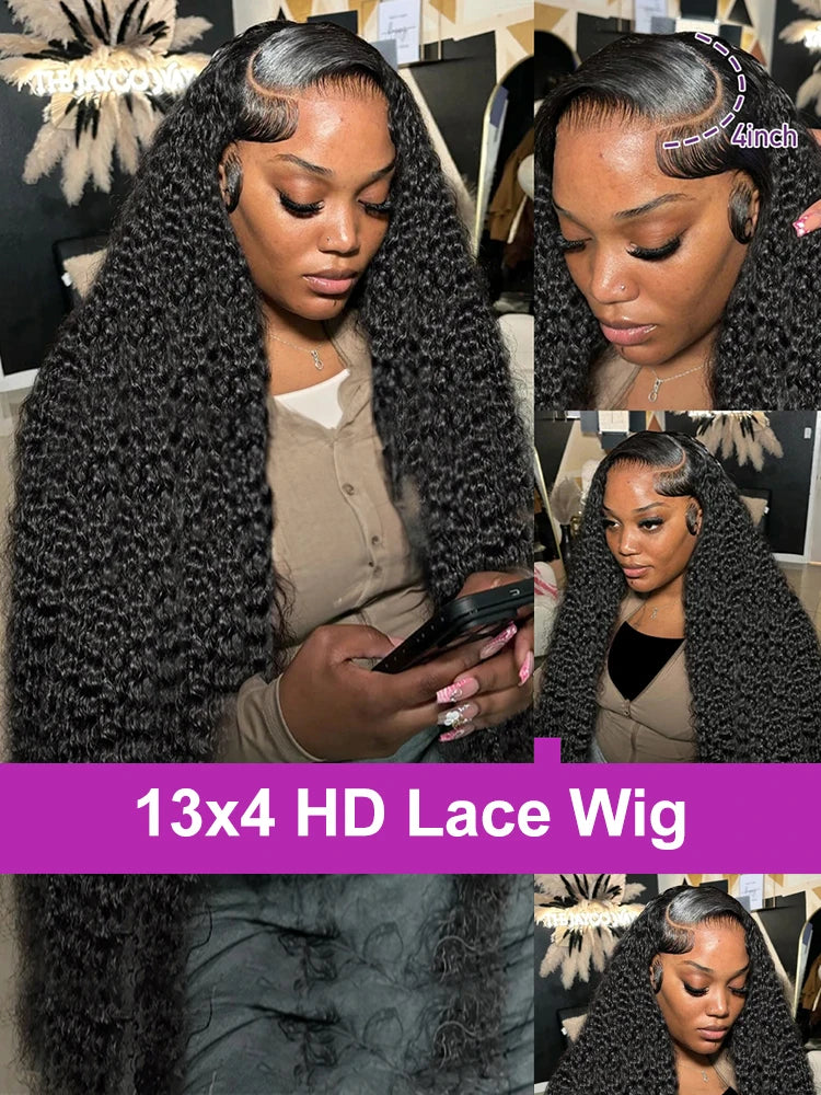 40 46 Inch Deep Wave 13x6 13x4 Hd Lace Front Human Hair Wig 250 Density Water Curly 360 Lace Frontal Wigs Human Hair For Women