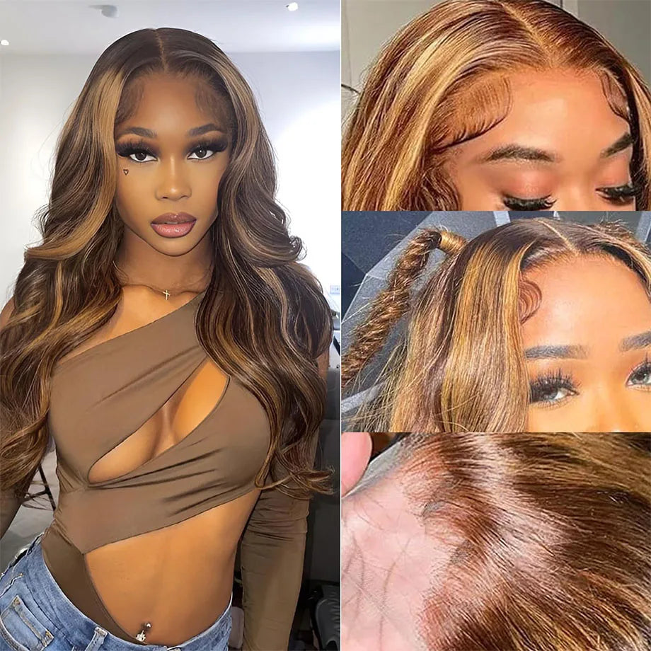 Body Wave Highlight Wigs Human Hair 13x4 13x6 Lace Frontal Wig Brazilian Colored Human Hair Wigs For Women Loose Deep Wave Sale