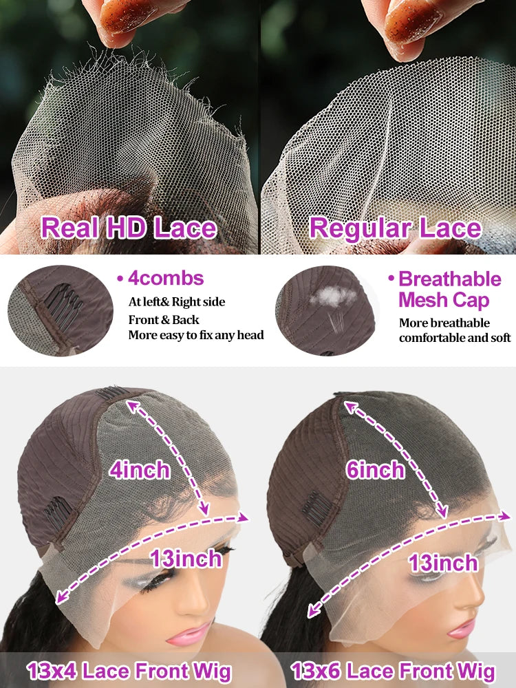 40 46 Inch Deep Wave 13x6 13x4 Hd Lace Front Human Hair Wig 250 Density Water Curly 360 Lace Frontal Wigs Human Hair For Women
