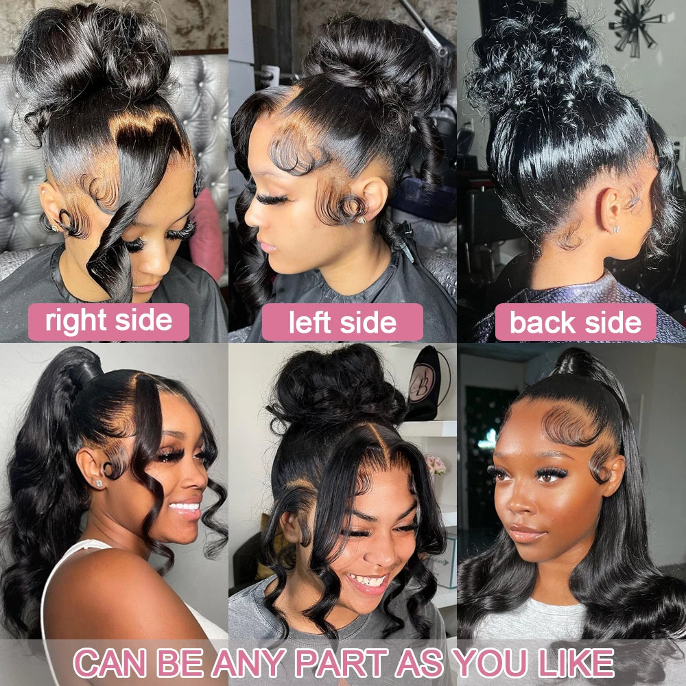 40 Inch Body Wave 360 Full HD Lace Frontal Wigs 100% Human Hair Preplucked Brazilian 250 Density 13x6 Lace Front Human Hair Wig